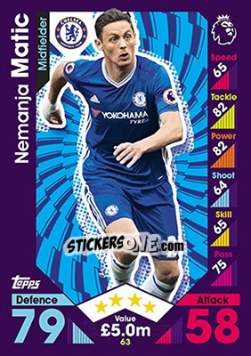 Sticker Nemanja Matic - English Premier League 2016-2017. Match Attax n. 63 - Topps