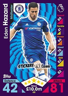 Sticker Eden Hazard - English Premier League 2016-2017. Match Attax - Topps