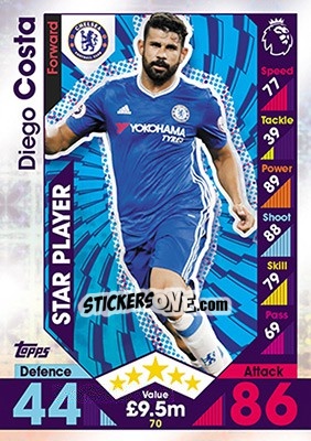 Sticker Diego Costa - English Premier League 2016-2017. Match Attax - Topps