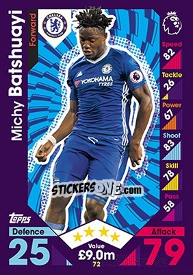 Sticker Michy Batshuayi - English Premier League 2016-2017. Match Attax n. 72 - Topps