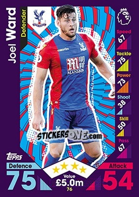 Sticker Joel Ward - English Premier League 2016-2017. Match Attax - Topps