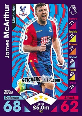 Sticker James McArthur - English Premier League 2016-2017. Match Attax - Topps