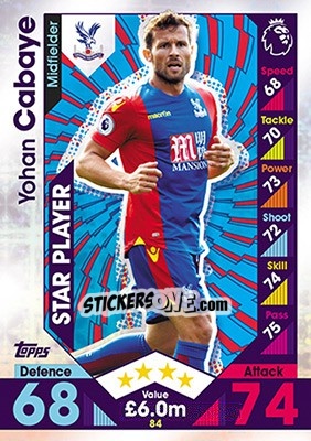 Sticker Yohan Cabaye - English Premier League 2016-2017. Match Attax - Topps