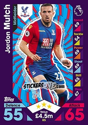 Sticker Jordon Mutch - English Premier League 2016-2017. Match Attax - Topps
