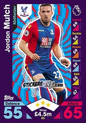 Figurina Jordon Mutch - English Premier League 2016-2017. Match Attax - Topps