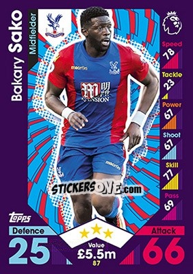 Cromo Bakary Sako - English Premier League 2016-2017. Match Attax - Topps