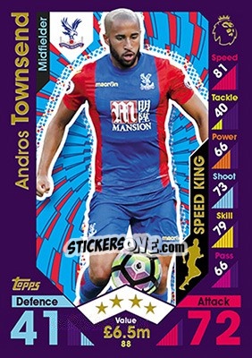 Sticker Andros Townsend - English Premier League 2016-2017. Match Attax - Topps