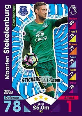 Sticker Maarten Stekelenburg - English Premier League 2016-2017. Match Attax - Topps