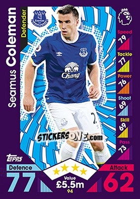 Cromo Seamus Coleman - English Premier League 2016-2017. Match Attax - Topps