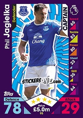 Sticker Phil Jagielka - English Premier League 2016-2017. Match Attax n. 95 - Topps