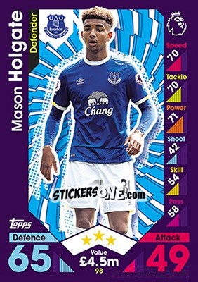Sticker Mason Holgate - English Premier League 2016-2017. Match Attax - Topps