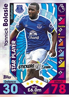 Sticker Yannick Bolasie - English Premier League 2016-2017. Match Attax - Topps
