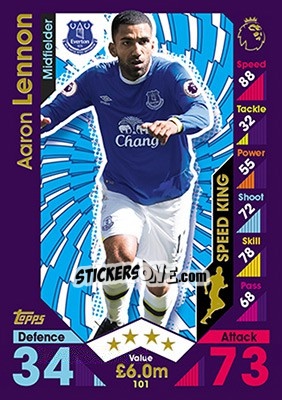 Sticker Aaron Lennon - English Premier League 2016-2017. Match Attax - Topps