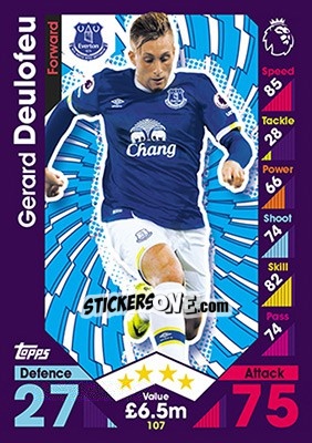 Sticker Gerard Deulofeu - English Premier League 2016-2017. Match Attax n. 107 - Topps