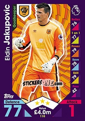 Sticker Eldin Jakupovic - English Premier League 2016-2017. Match Attax - Topps