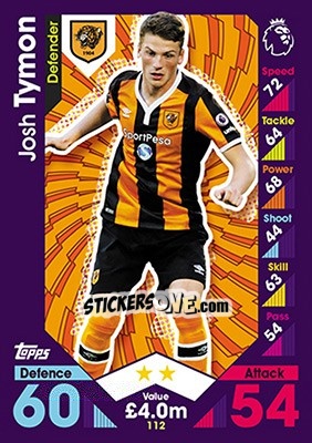 Sticker Josh Tymon - English Premier League 2016-2017. Match Attax - Topps