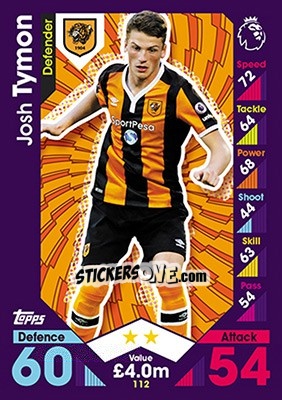 Cromo Josh Tymon - English Premier League 2016-2017. Match Attax - Topps