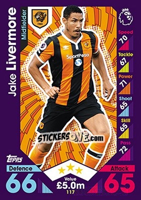 Sticker Jake Livermore - English Premier League 2016-2017. Match Attax - Topps