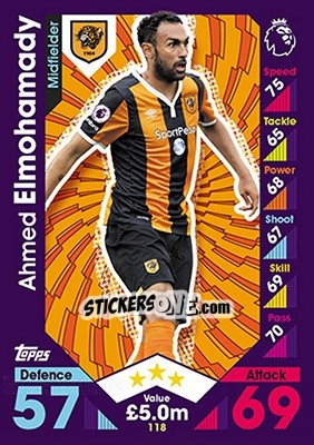 Sticker Ahmed Elmohamady - English Premier League 2016-2017. Match Attax n. 118 - Topps