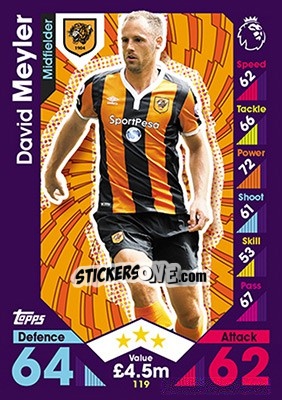 Sticker David Meyler - English Premier League 2016-2017. Match Attax - Topps
