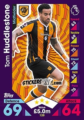Sticker Tom Huddlestone - English Premier League 2016-2017. Match Attax - Topps