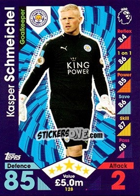 Sticker Kasper Schmeichel - English Premier League 2016-2017. Match Attax n. 128 - Topps