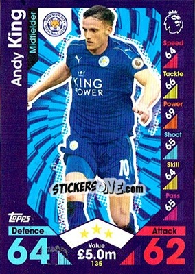 Sticker Andy King - English Premier League 2016-2017. Match Attax - Topps