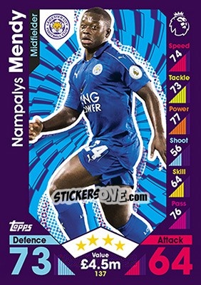 Sticker Nampalys Mendy - English Premier League 2016-2017. Match Attax n. 137 - Topps