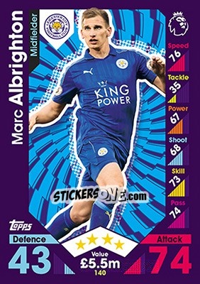 Sticker Marc Albrighton - English Premier League 2016-2017. Match Attax - Topps