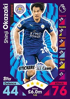 Sticker Shinji Okazaki - English Premier League 2016-2017. Match Attax n. 143 - Topps