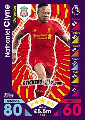 Sticker Nathaniel Clyne - English Premier League 2016-2017. Match Attax - Topps