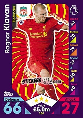 Sticker Ragnar Klavan - English Premier League 2016-2017. Match Attax - Topps