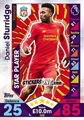Sticker Daniel Sturridge - English Premier League 2016-2017. Match Attax n. 162 - Topps