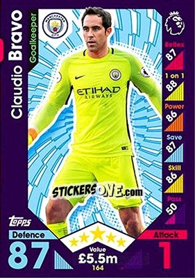 Sticker Claudio Bravo - English Premier League 2016-2017. Match Attax n. 164 - Topps