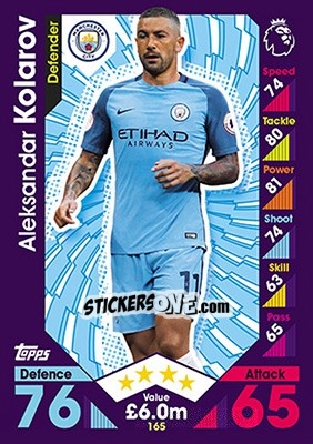 Sticker Aleksandar Kolarov - English Premier League 2016-2017. Match Attax n. 165 - Topps