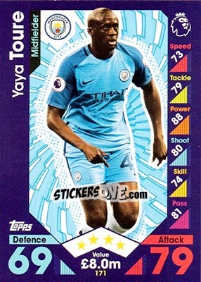 Sticker Yaya Toure - English Premier League 2016-2017. Match Attax n. 171 - Topps