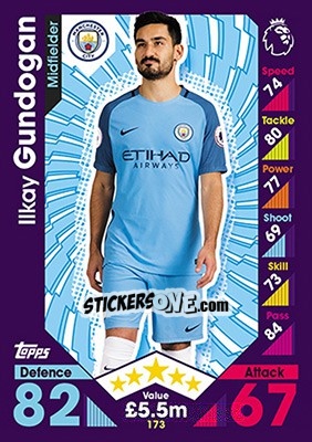 Sticker Ilkay Gundogan - English Premier League 2016-2017. Match Attax n. 173 - Topps