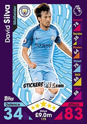 Sticker David Silva - English Premier League 2016-2017. Match Attax - Topps