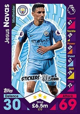 Sticker Jesus Navas - English Premier League 2016-2017. Match Attax n. 177 - Topps