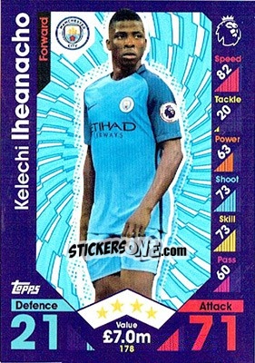 Sticker Kelechi Iheanacho - English Premier League 2016-2017. Match Attax n. 178 - Topps