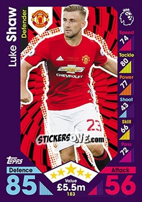 Sticker Luke Shaw - English Premier League 2016-2017. Match Attax - Topps