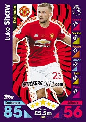 Sticker Luke Shaw - English Premier League 2016-2017. Match Attax n. 183 - Topps