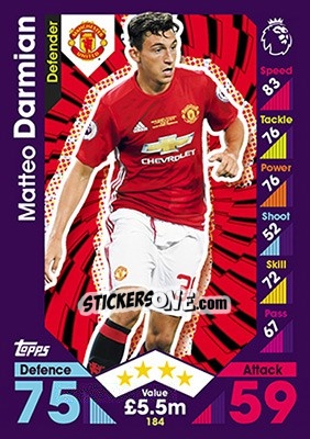 Sticker Matteo Darmian - English Premier League 2016-2017. Match Attax - Topps