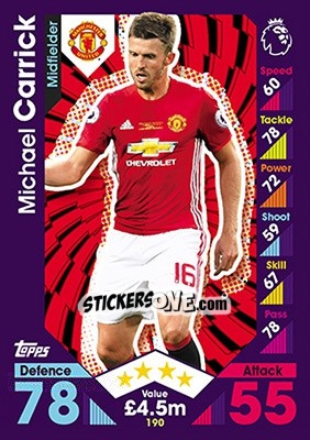 Sticker Michael Carrick - English Premier League 2016-2017. Match Attax - Topps