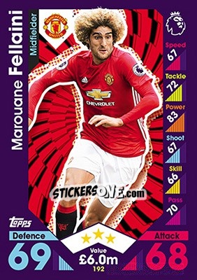 Sticker Marouane Fellaini - English Premier League 2016-2017. Match Attax n. 192 - Topps