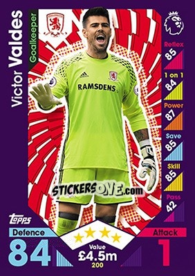 Sticker Victor Valdes - English Premier League 2016-2017. Match Attax - Topps