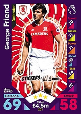 Figurina George Friend - English Premier League 2016-2017. Match Attax - Topps