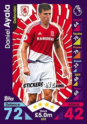 Cromo Daniel Ayala - English Premier League 2016-2017. Match Attax - Topps