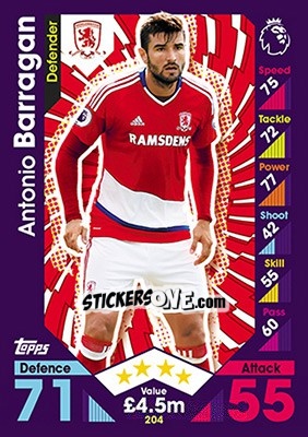 Sticker Antonio Barragan - English Premier League 2016-2017. Match Attax - Topps