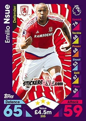 Sticker Emilio Nsue - English Premier League 2016-2017. Match Attax - Topps